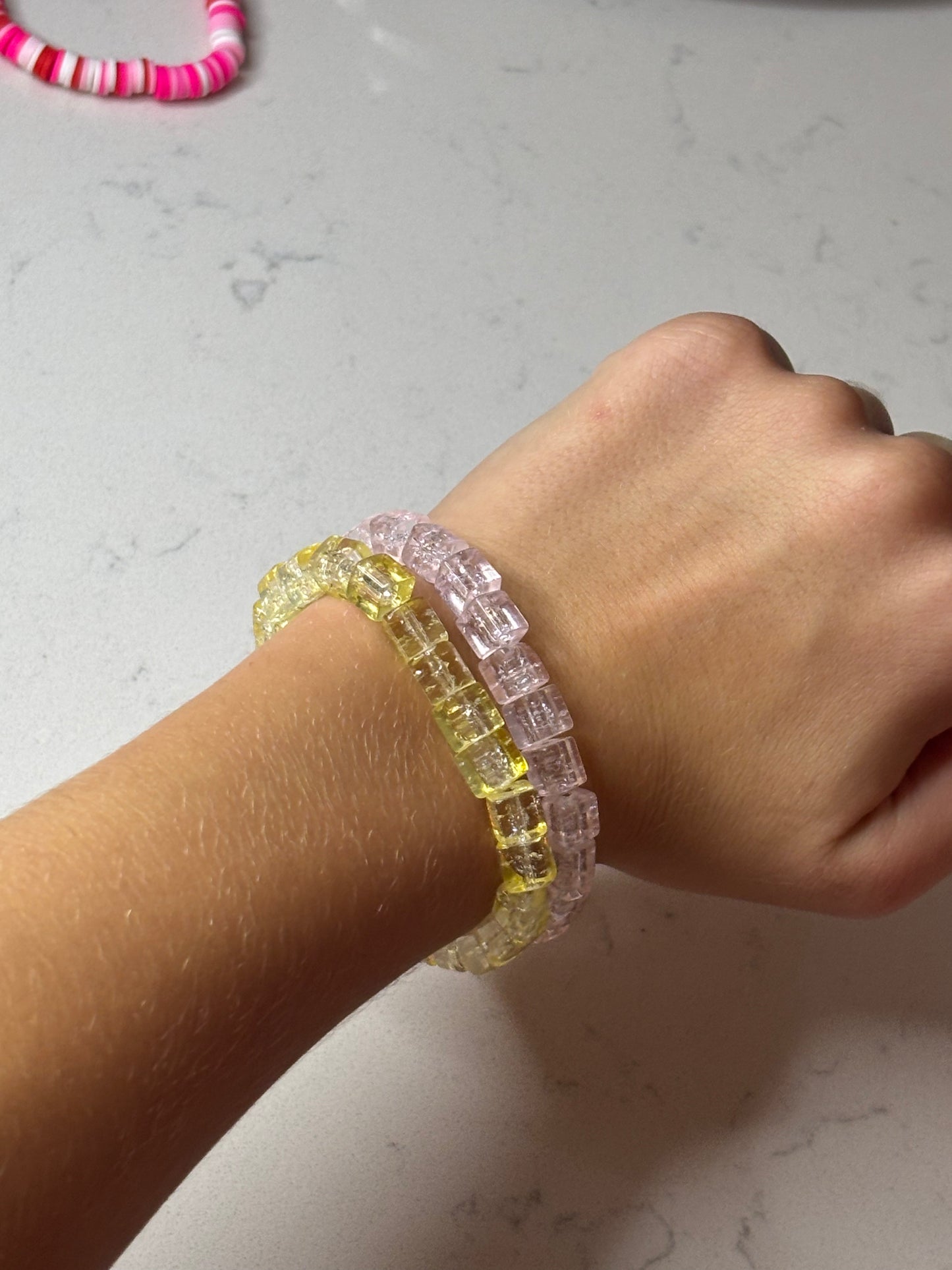 Yellow ice breaker glass beaded bracelet