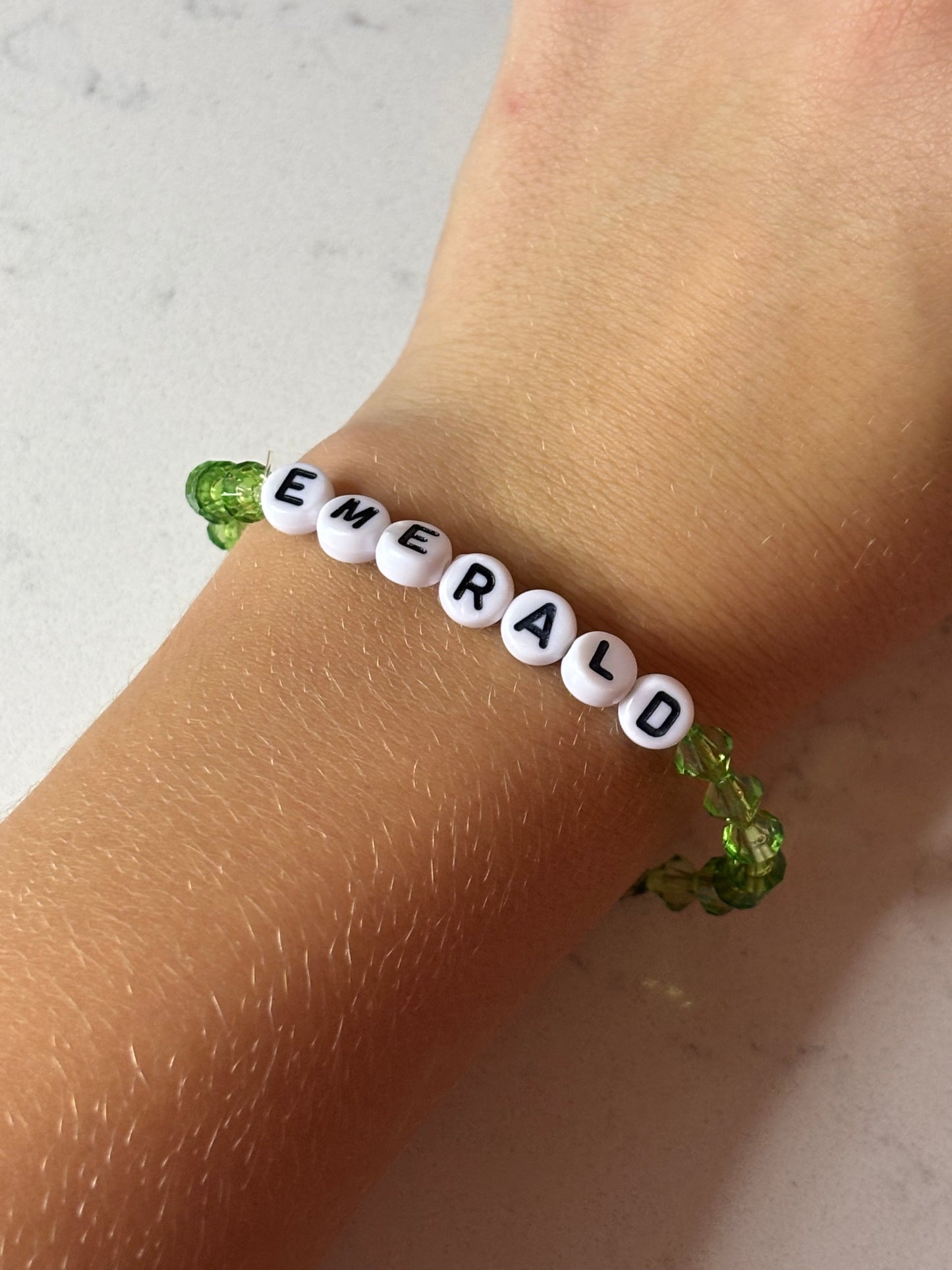 Emerald bicone beaded bracelet