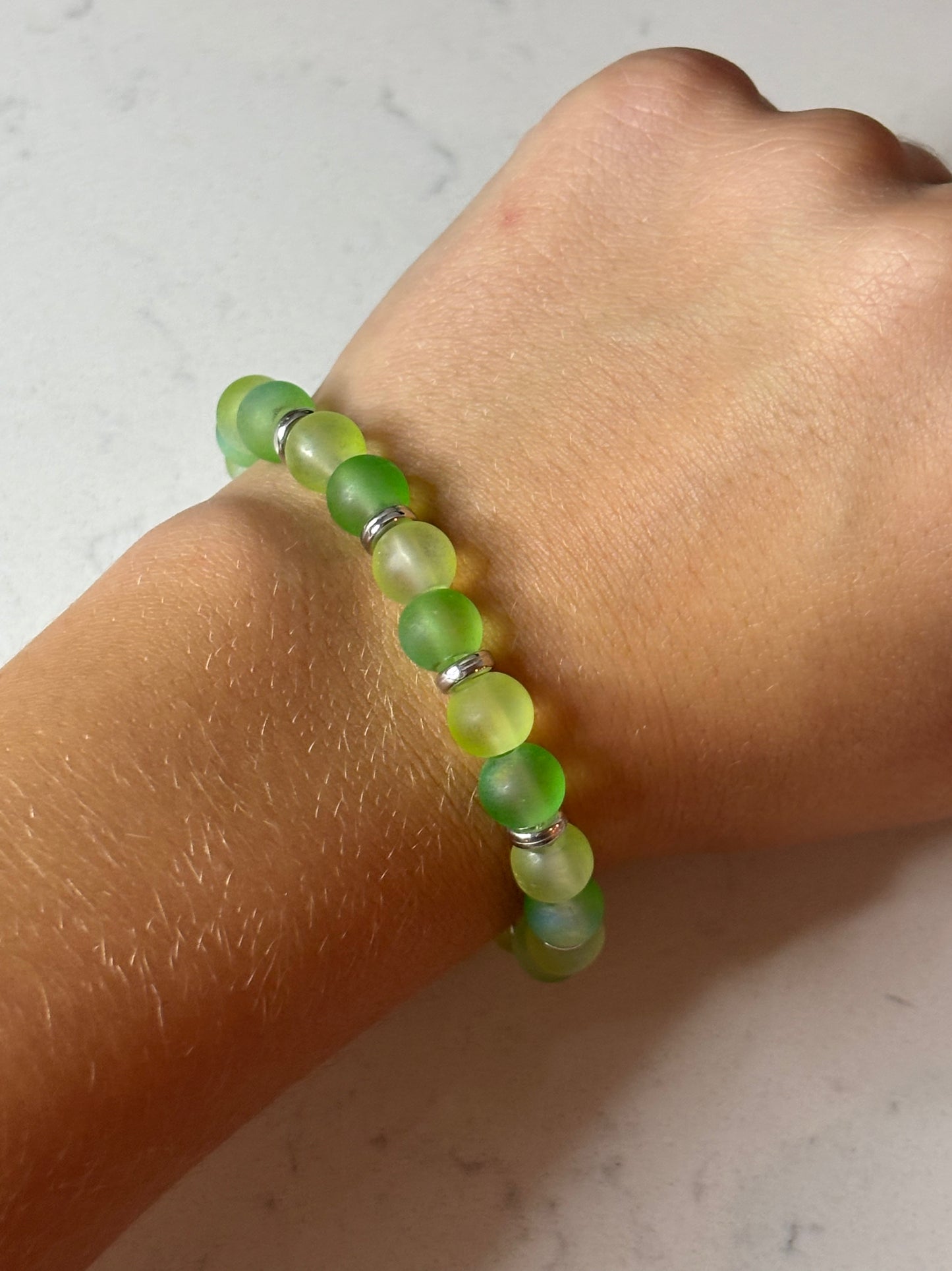 Guava candy glass beaded bracelet