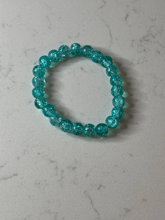 Turquoise glass beaded bracelet