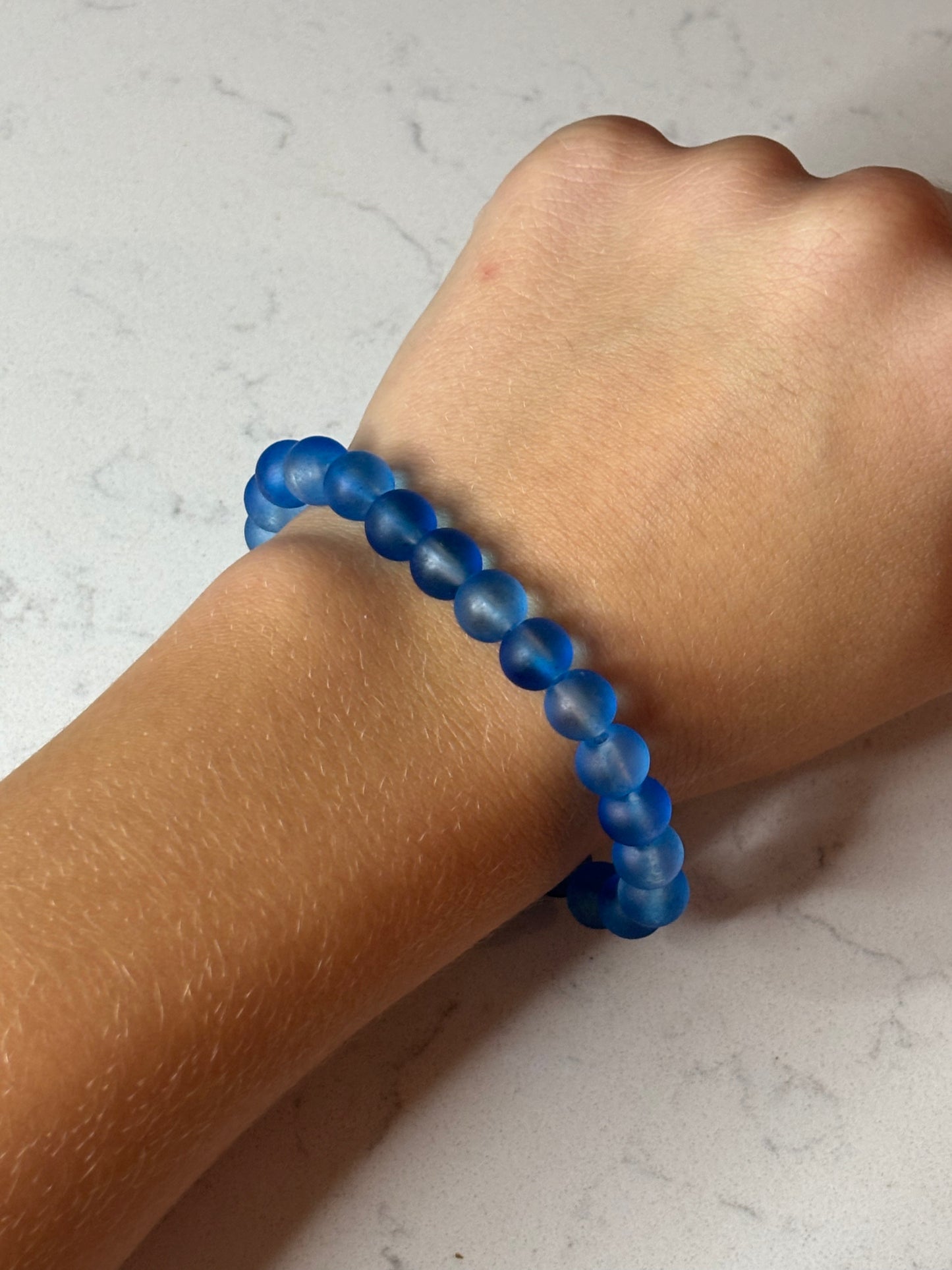Dark blue glass beaded bracelet