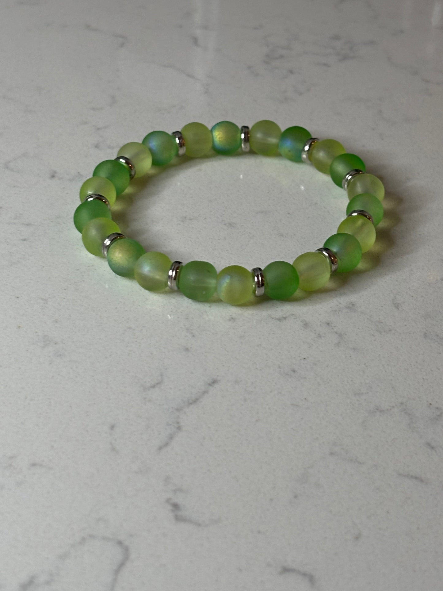 Guava candy glass beaded bracelet