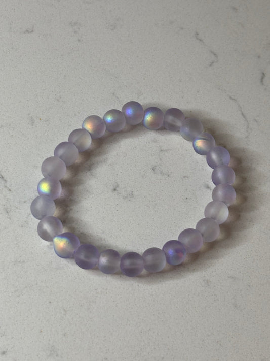Purple glass beaded bracelet