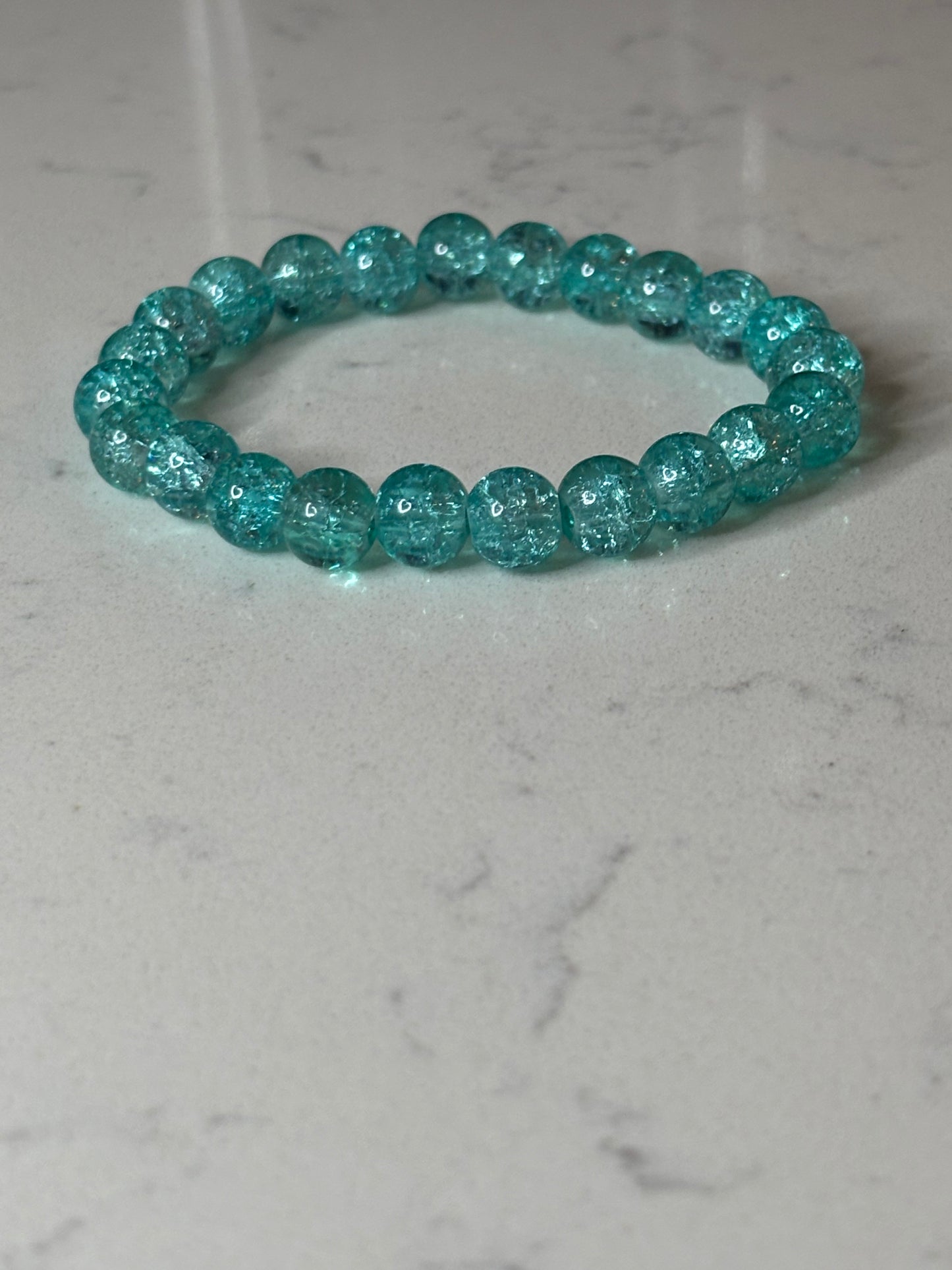 Turquoise glass beaded bracelet