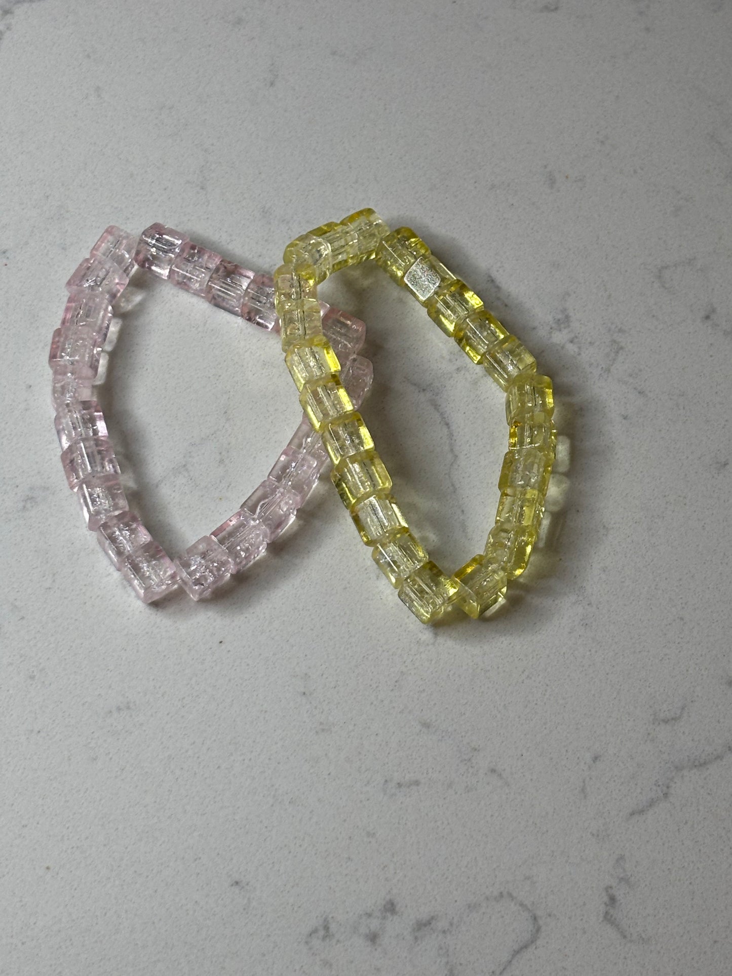 Yellow ice breaker glass beaded bracelet