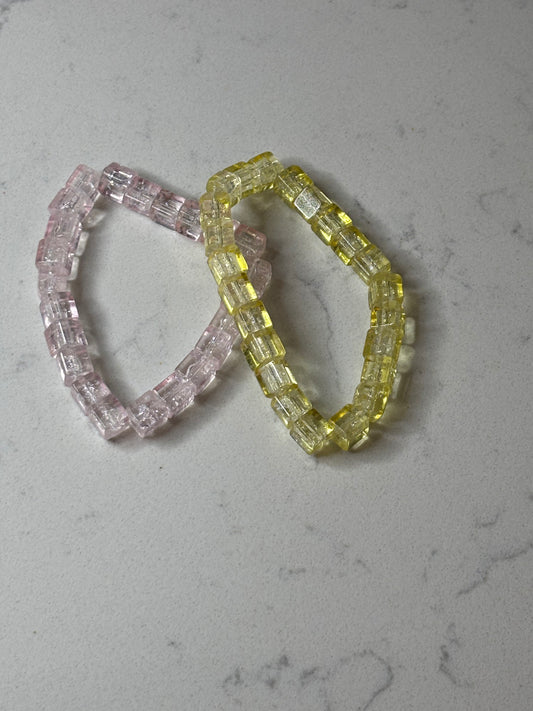 Yellow ice breaker glass beaded bracelet