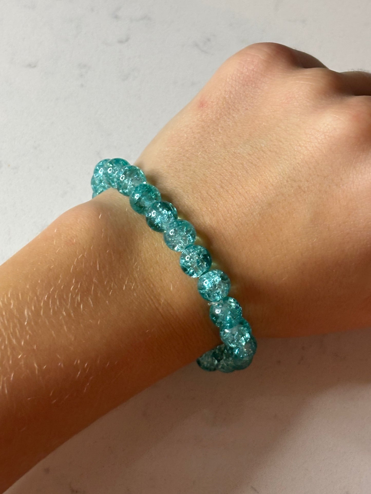 Turquoise glass beaded bracelet