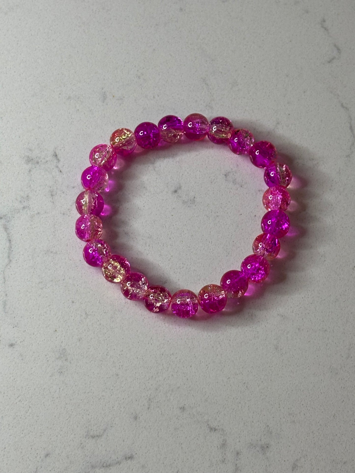 Pink and orange glass beaded bracelet