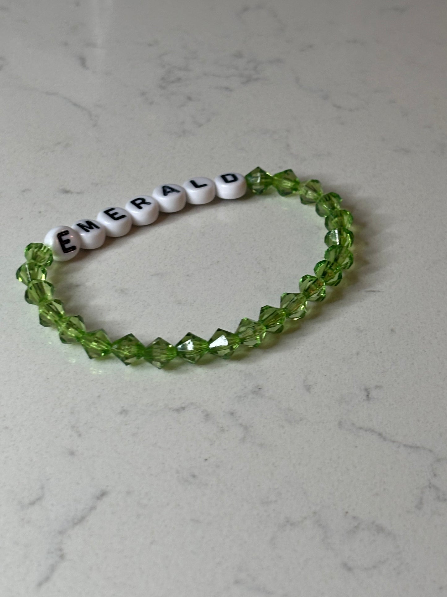 Emerald bicone beaded bracelet