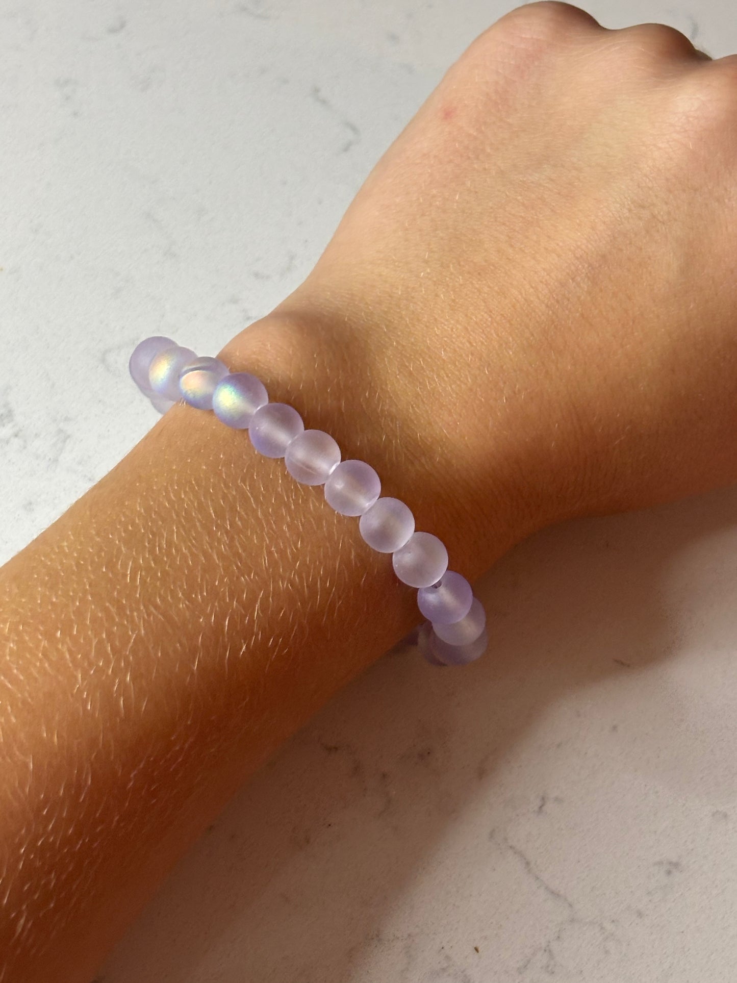 Purple glass beaded bracelet