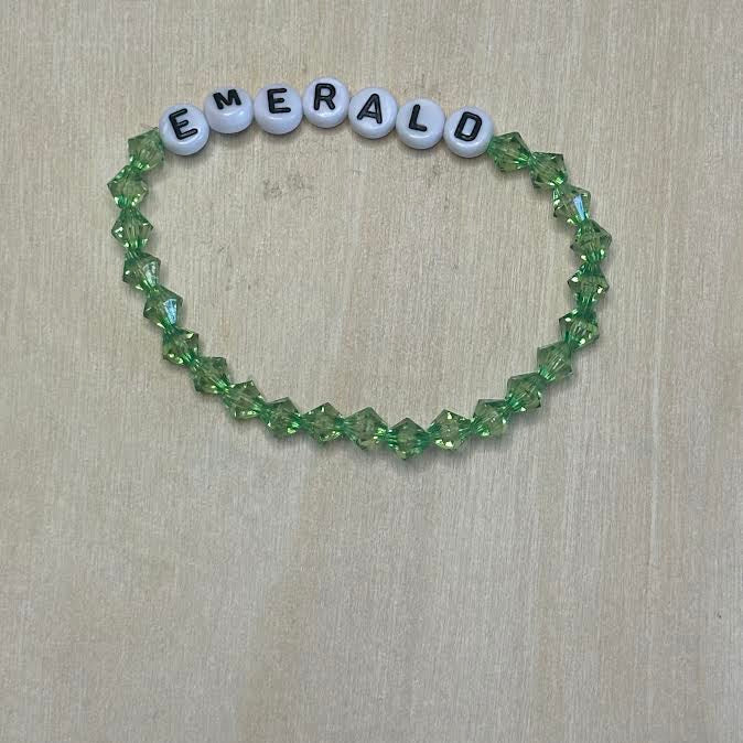 Emerald bicone beaded bracelet