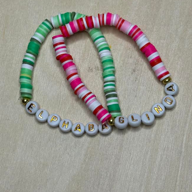 Elphaba and Glinda clay beaded bracelet set