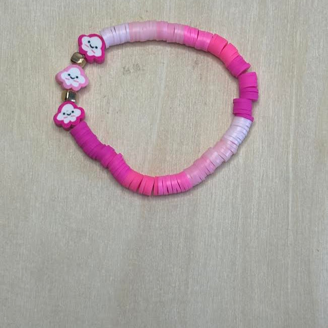 Pink cloud clay beaded bracelet