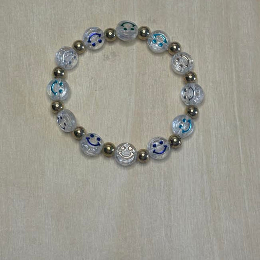 Clear smiley face beaded bracelet