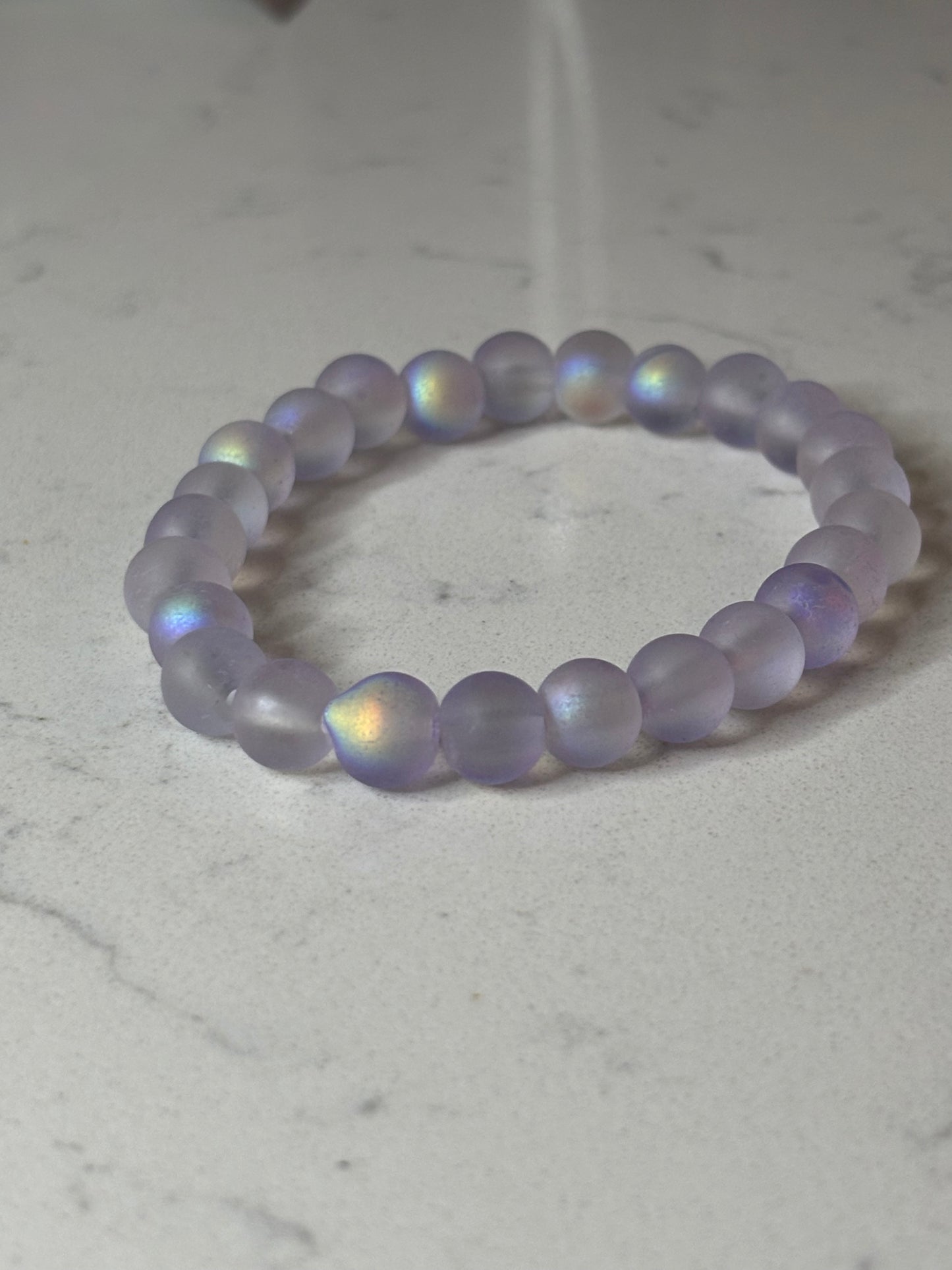 Purple glass beaded bracelet