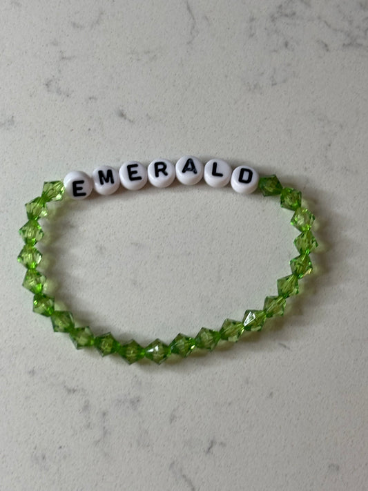 Emerald bicone beaded bracelet