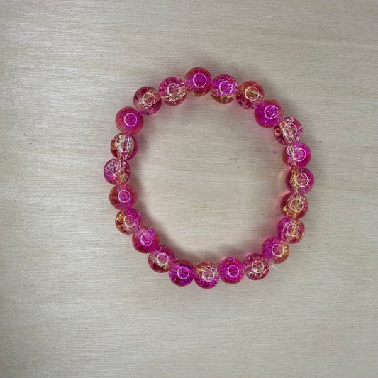 Pink and orange glass beaded bracelet