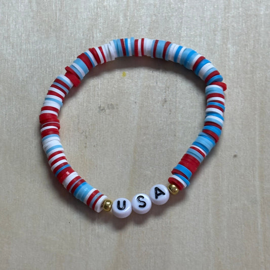 USA clay beaded bracelet