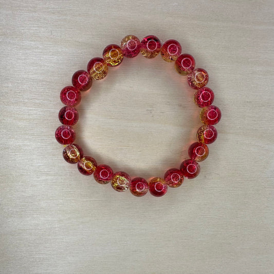 Red And Orange Glass Beaded Bracelet