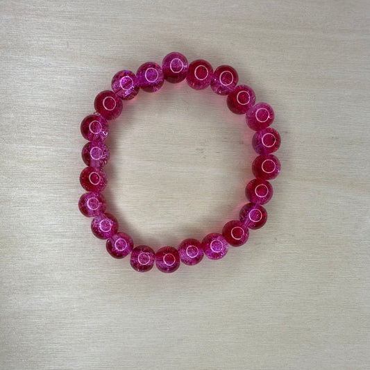 Pink And Red Glass Beaded Bracelet