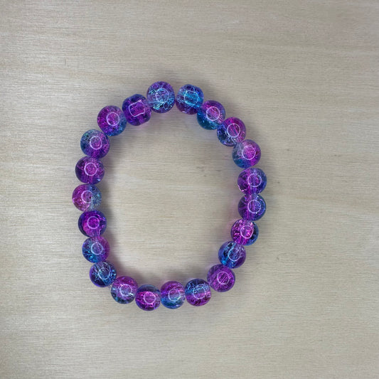 Blue And Purple Glass Beaded Bracelet