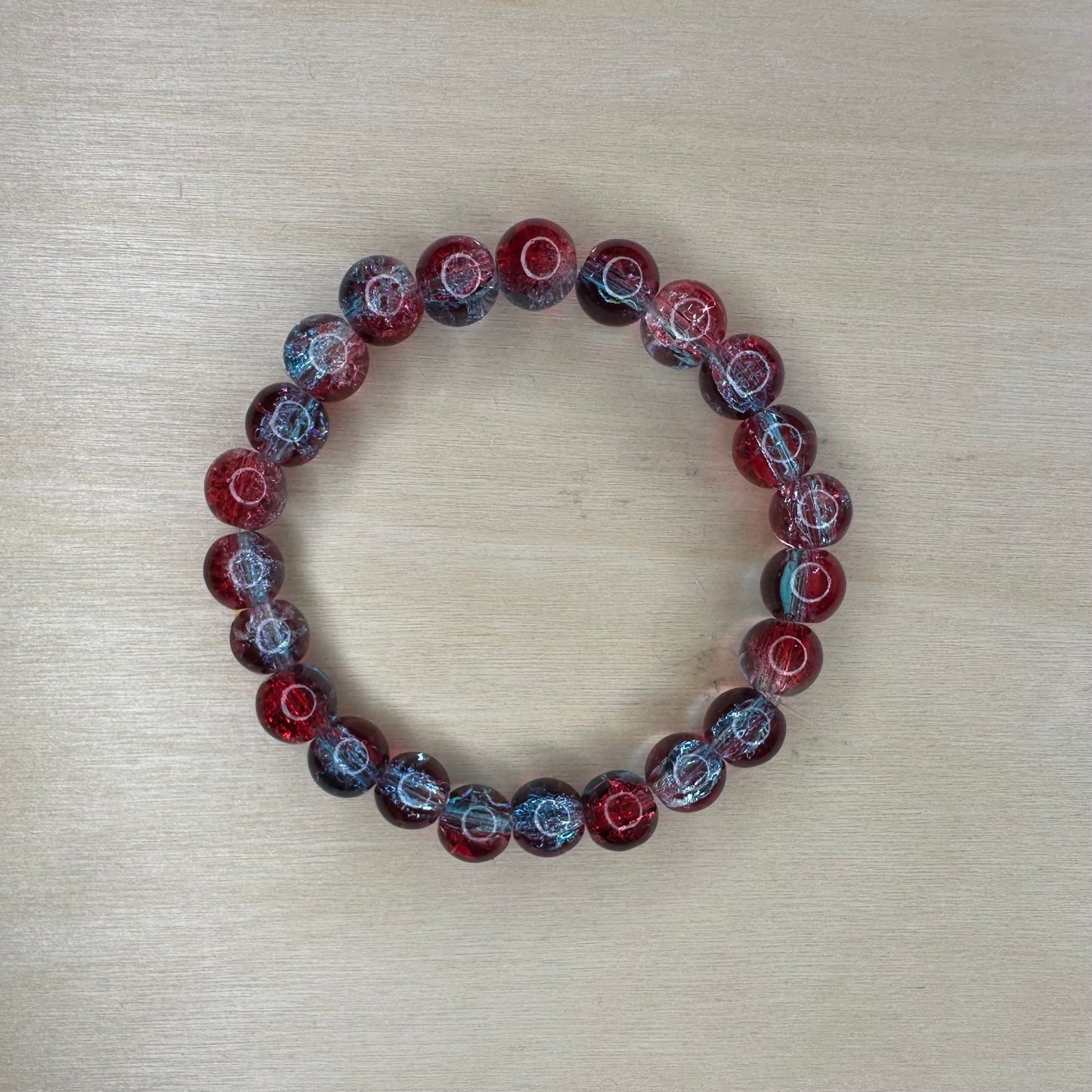 Red And Blue Glass Beaded Bracelet