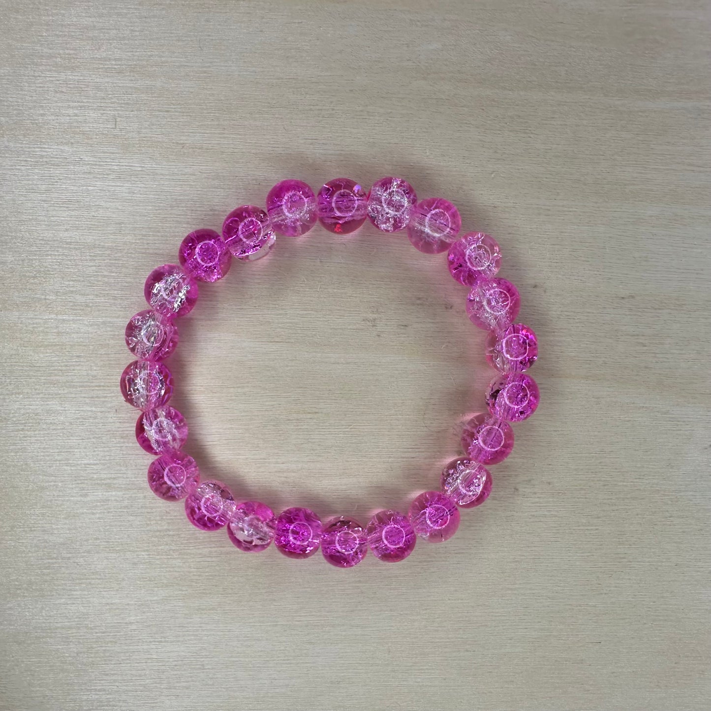 Dark Pink Glass Beaded Bracelet